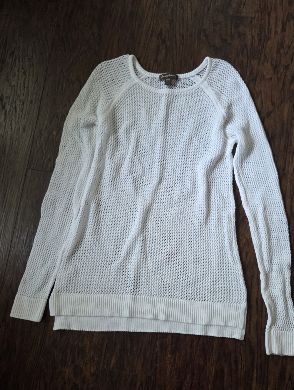 Tommy Bahama White Open-Knit Scoop Neck Sweater